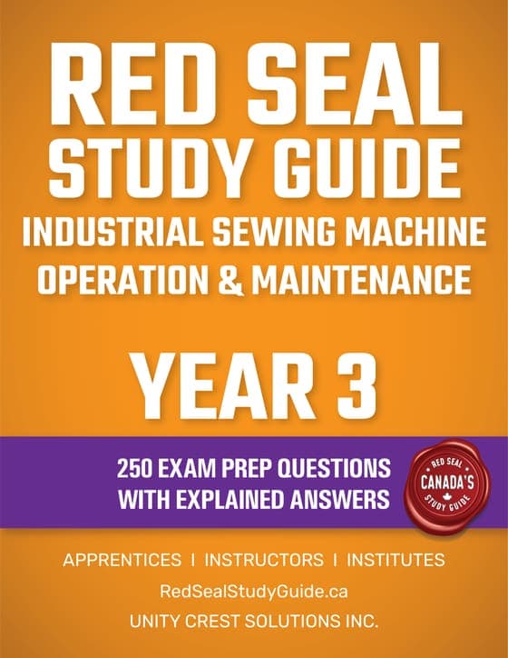 Red Seal Study Guide cover: Industrial Sewing Machine Operation & Maintenance, Year 3